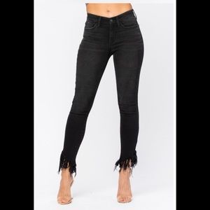 Black Hem Fray Jeans